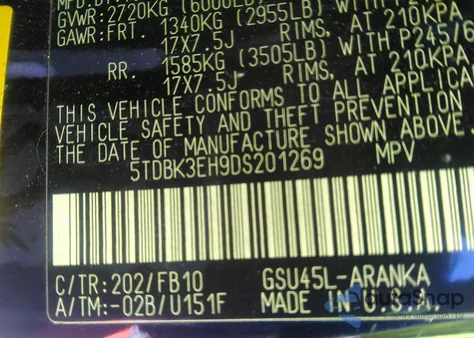 2013 Toyota Highlander Base V6 from USA, damaged, VIN 5TDBK3EH9DS201269